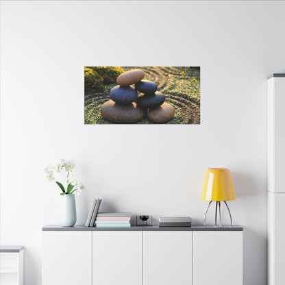 Zen River Stones in Golden Hour | Karesansui Canvas Art