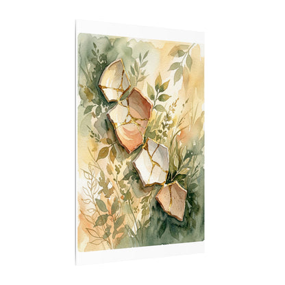 Japandi Broken Pottery in Golden Hour | Watercolor Canvas Art