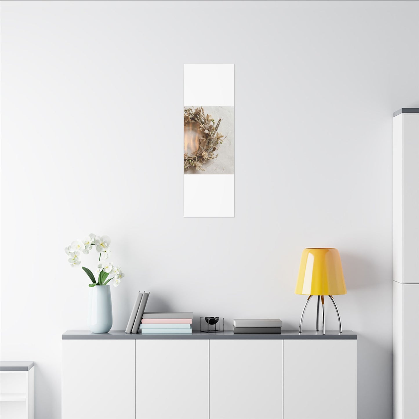 Dried Flowers Japanese Pattern Canvas Art | Neutral Japandi Art
