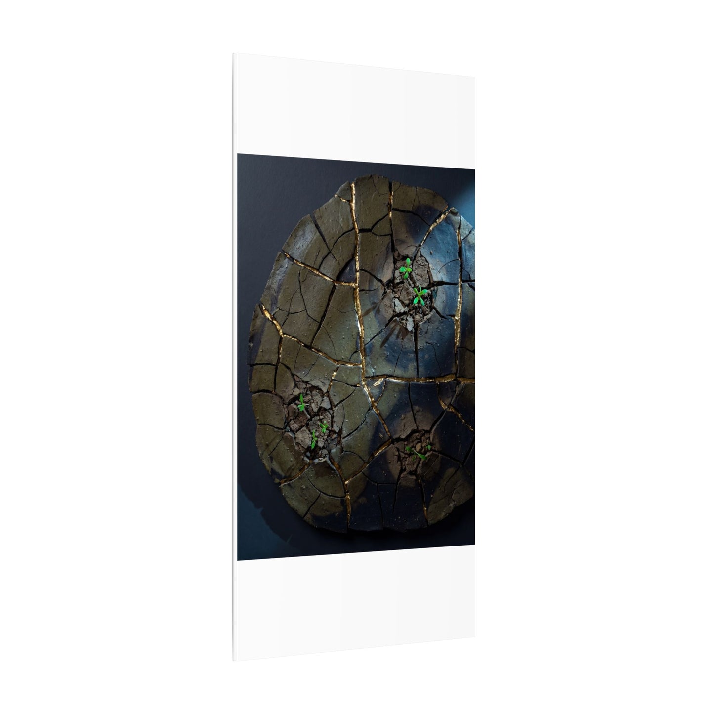 Dark Japandi Cracked Earth in Moonlight | Moody Minimal Canvas Art