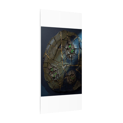 Dark Japandi Cracked Earth in Moonlight | Moody Minimal Canvas Art