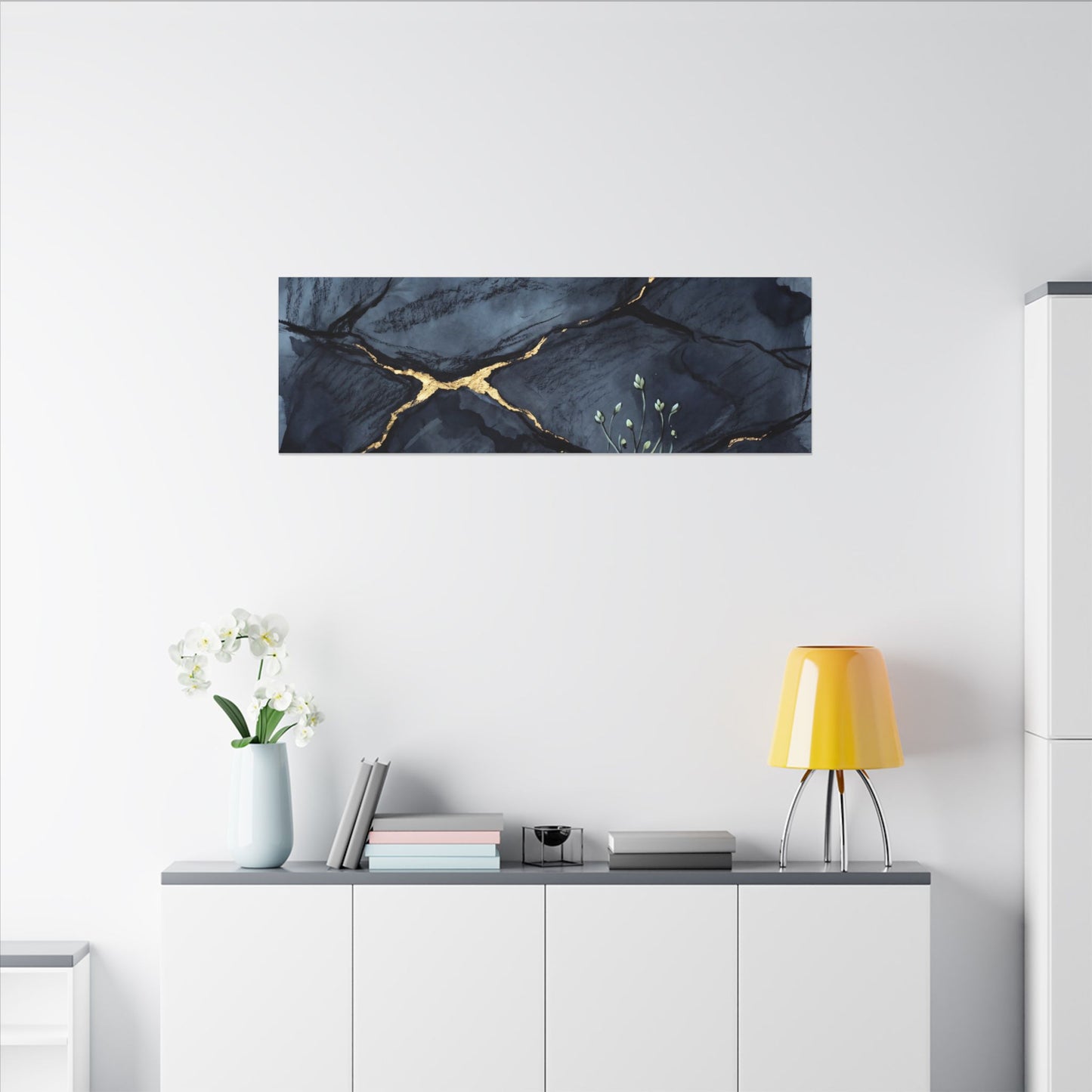 Mono No Aware Cracked Earth Canvas Art - Dark Japandi Charcoal Ink