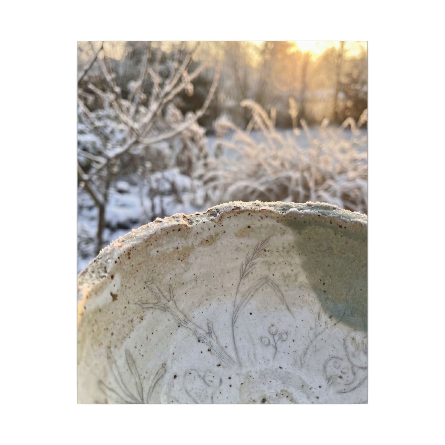 Ceramic Bowl Canvas Art | Winter Japandi Minimal Line Art