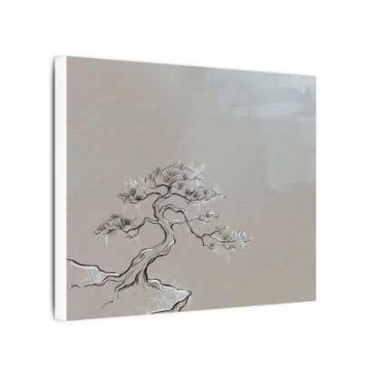 Pine Tree Minimal Line Canvas Art | Warm Japandi Art