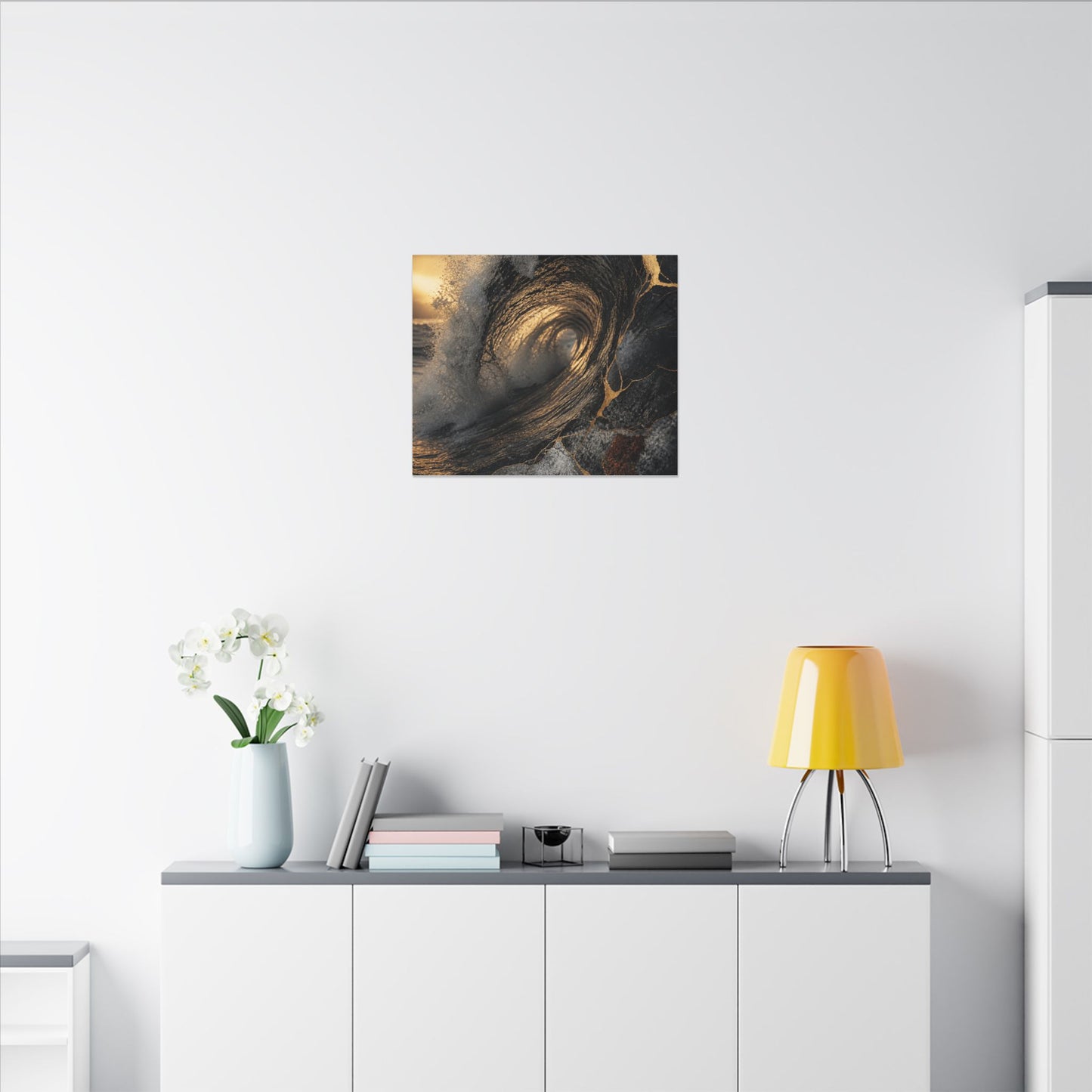 Kanso Ocean Wave Canvas Art - Kintsugi Gold Vein