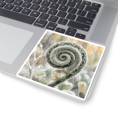 Fern Unfurling Winter Sticker | Japandi Warm Design