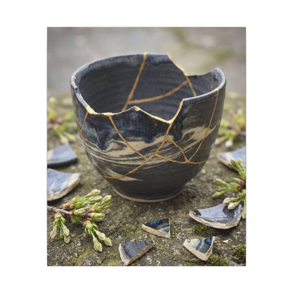 Datsuzoku Ceramic Bowl Canvas Art - Kintsugi Gold Repair