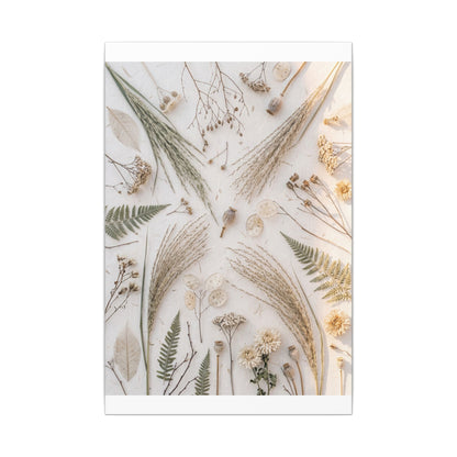 Elegant Dried Flowers Canvas Art - Japanese Pattern Japandi