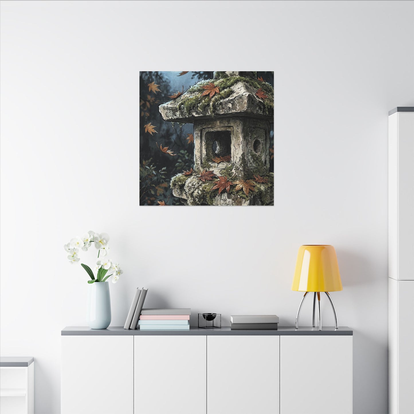 Shibui Stone Lantern Canvas Art - Japandi Minimal Line