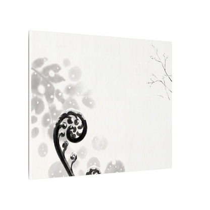 Winter Fern Unfurling Ukiyo E Inspired Canvas Art | Peaceful Decor