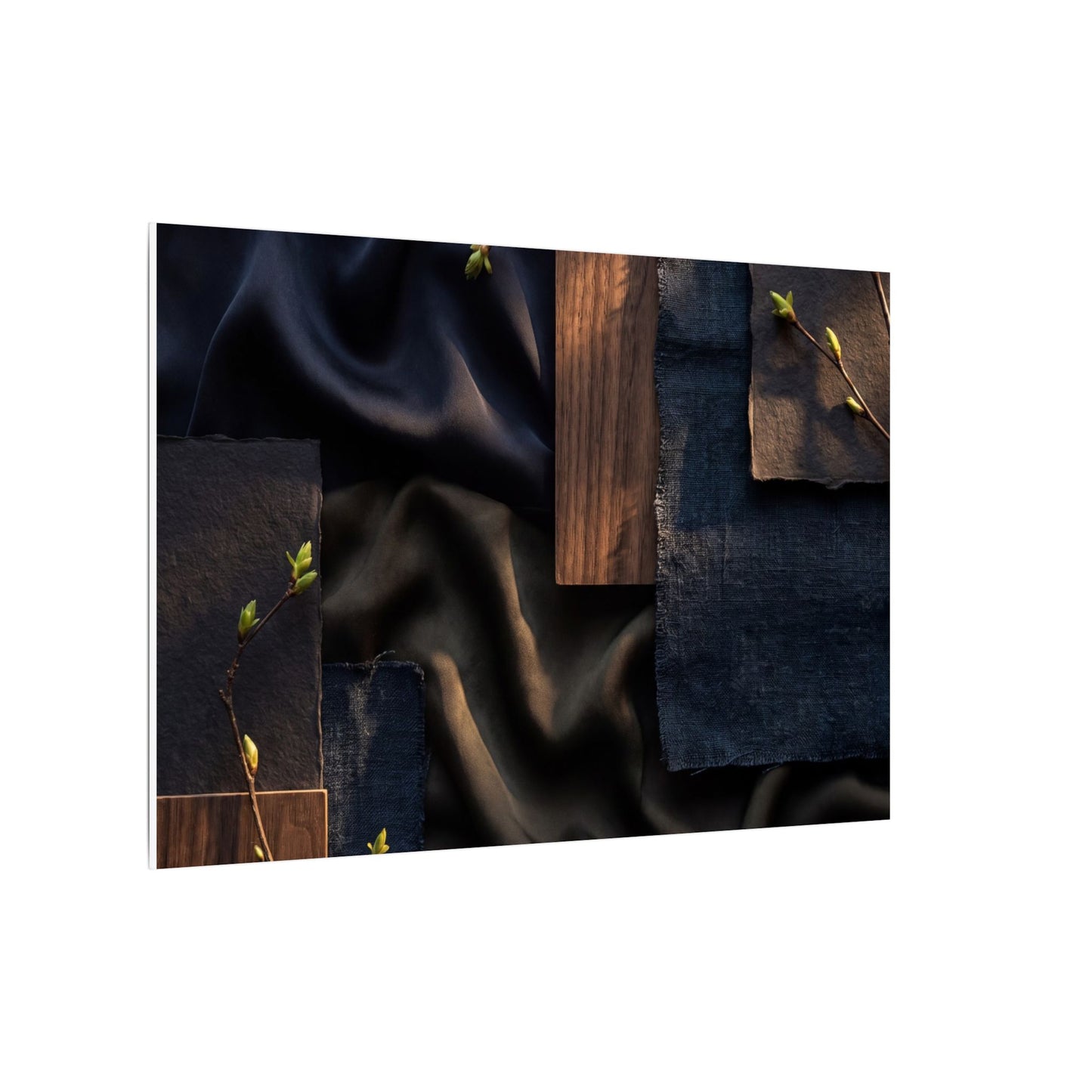 Silk Drape Spring Canvas Art | Dark Japandi Moody Design