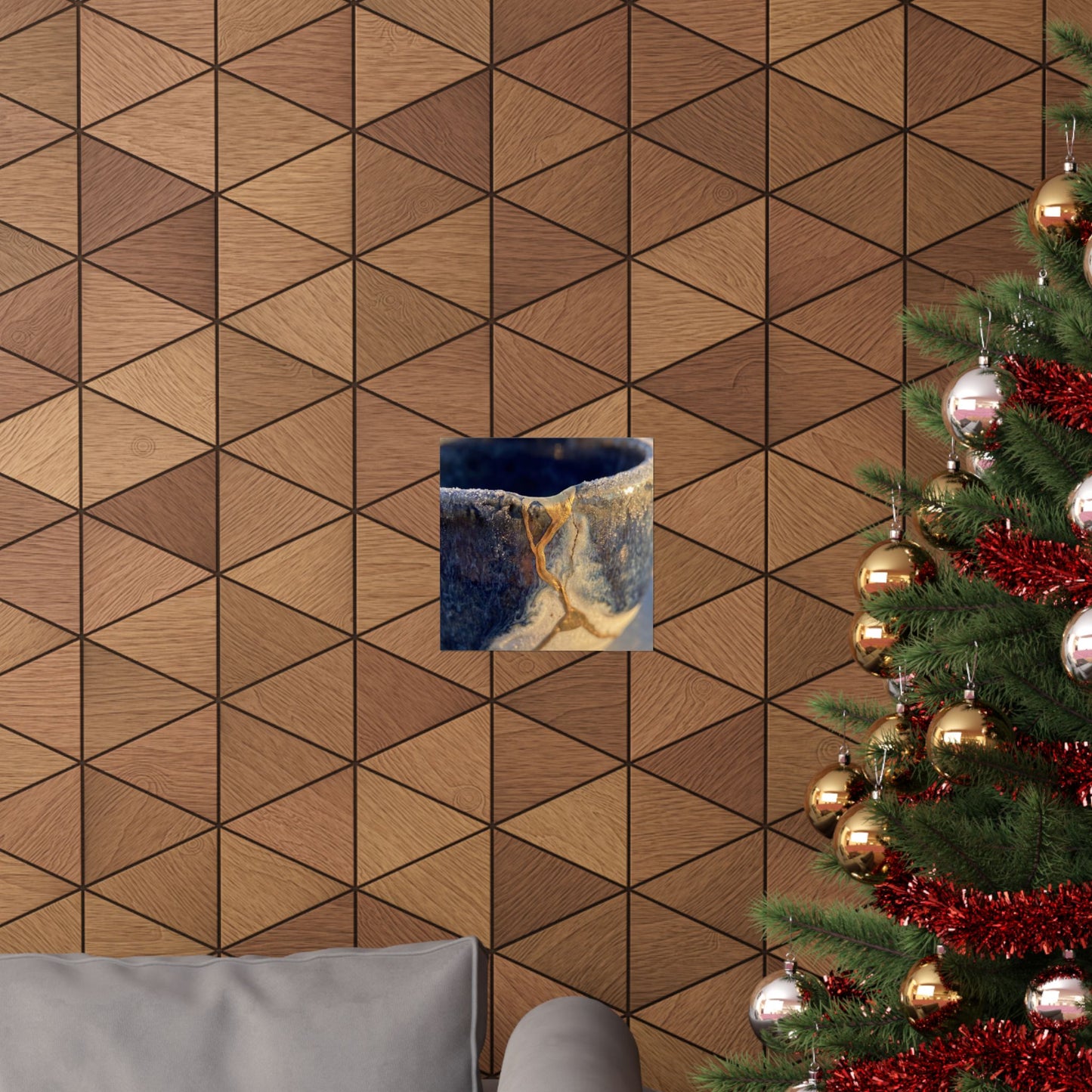 Kintsugi Ceramic Bowl in Golden Hour | Gold Vein Wall Art Print