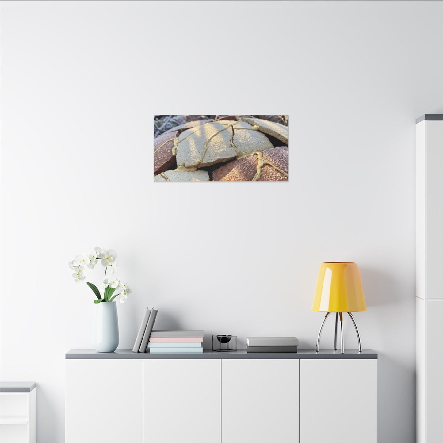 Broken Pottery Crackle Gold Canvas Art | Healing Kintsugi Art