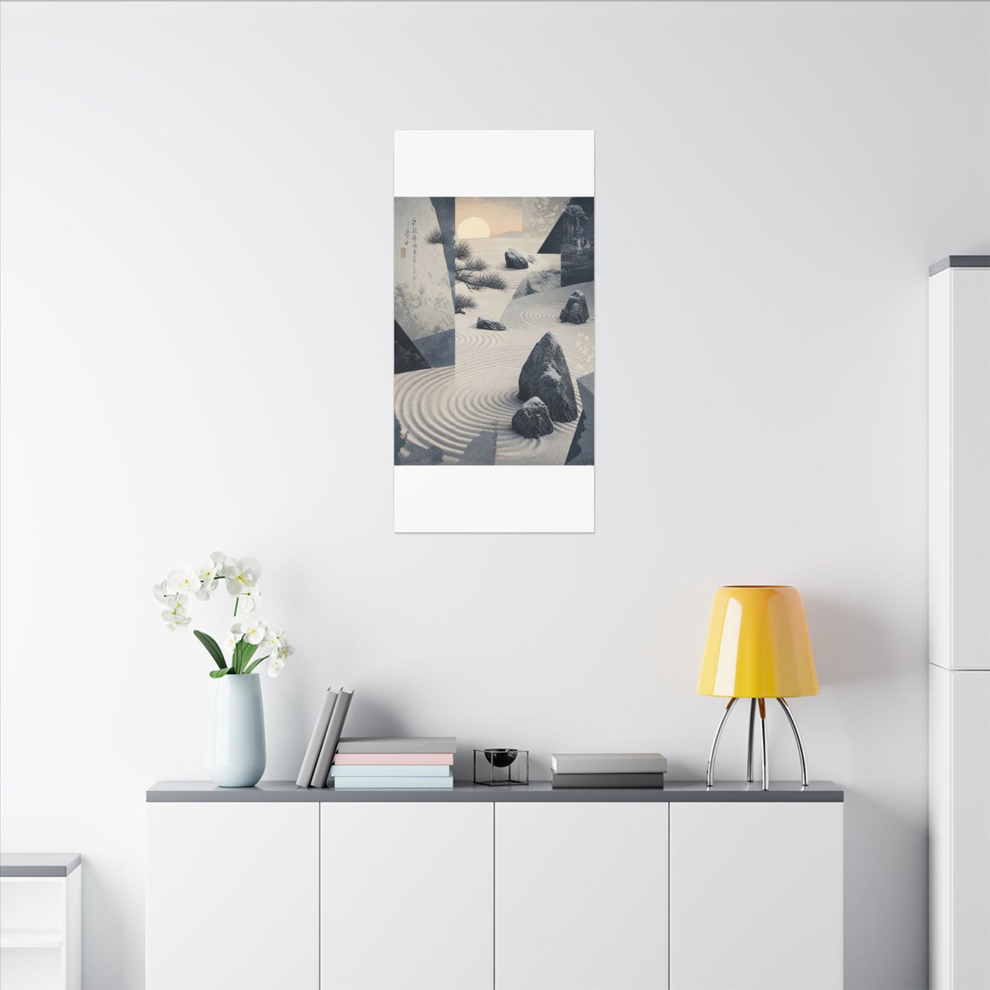 Seijaku Rock Garden Canvas Art - Zen Ukiyo E Inspired