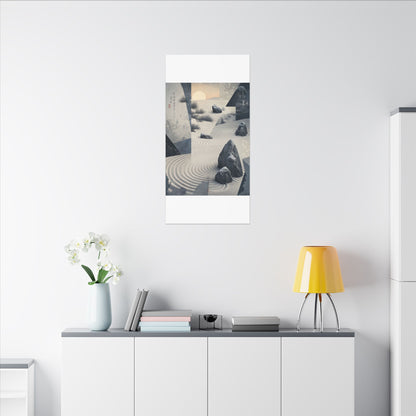 Seijaku Rock Garden Canvas Art - Zen Ukiyo E Inspired