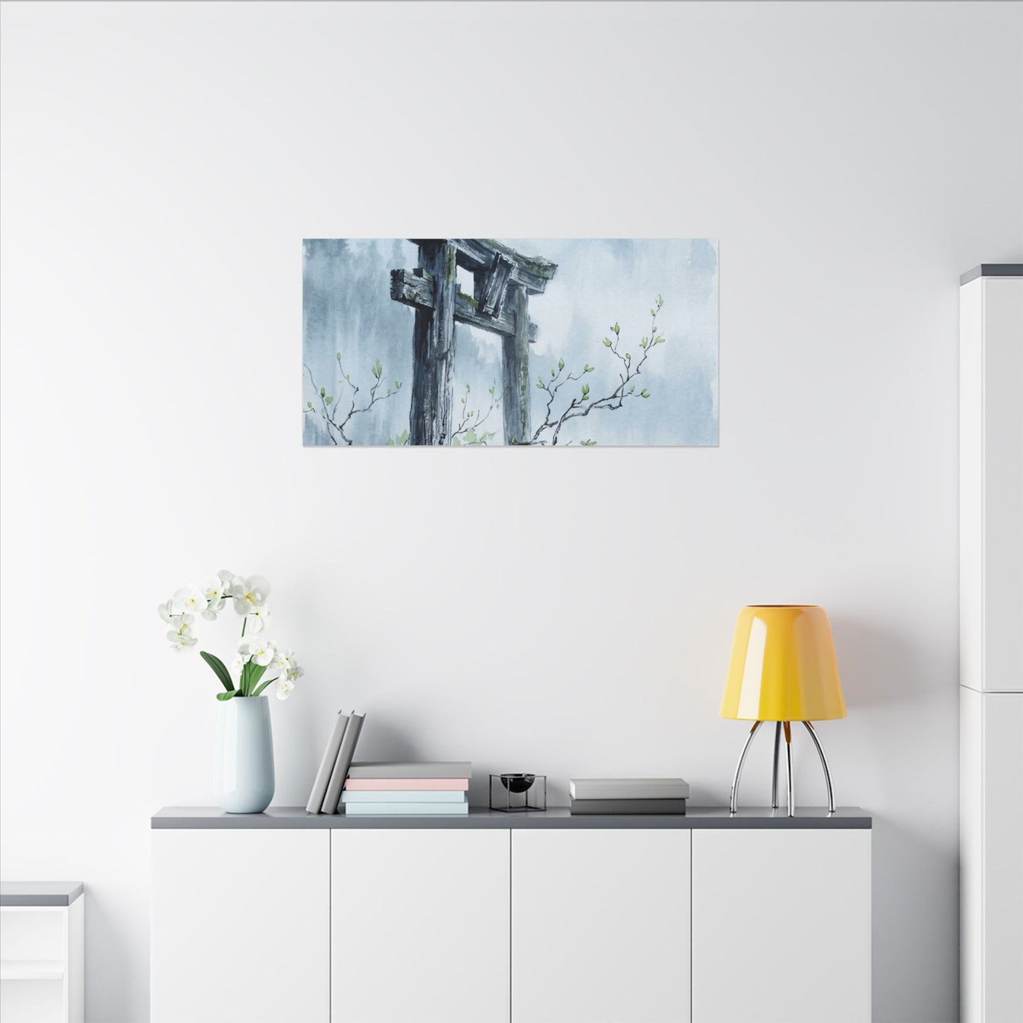 Torii Gate Canvas Art | Spring Zen Sumi E Art
