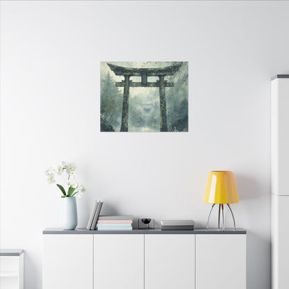 Earthy Torii Gate Canvas Art - Watercolor Japandi