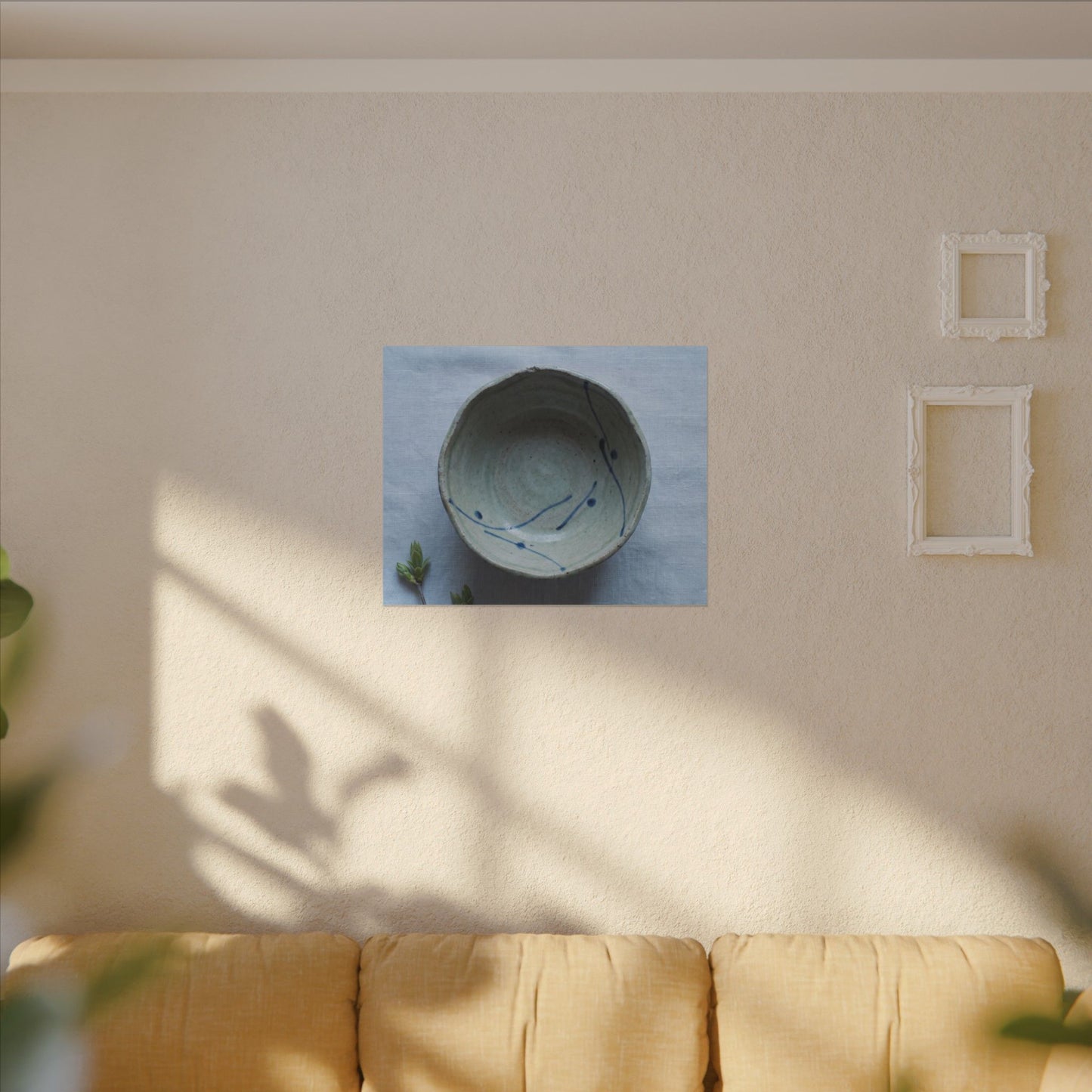 Spring Ceramic Bowl Minimal Line Canvas Art | Warm Decor