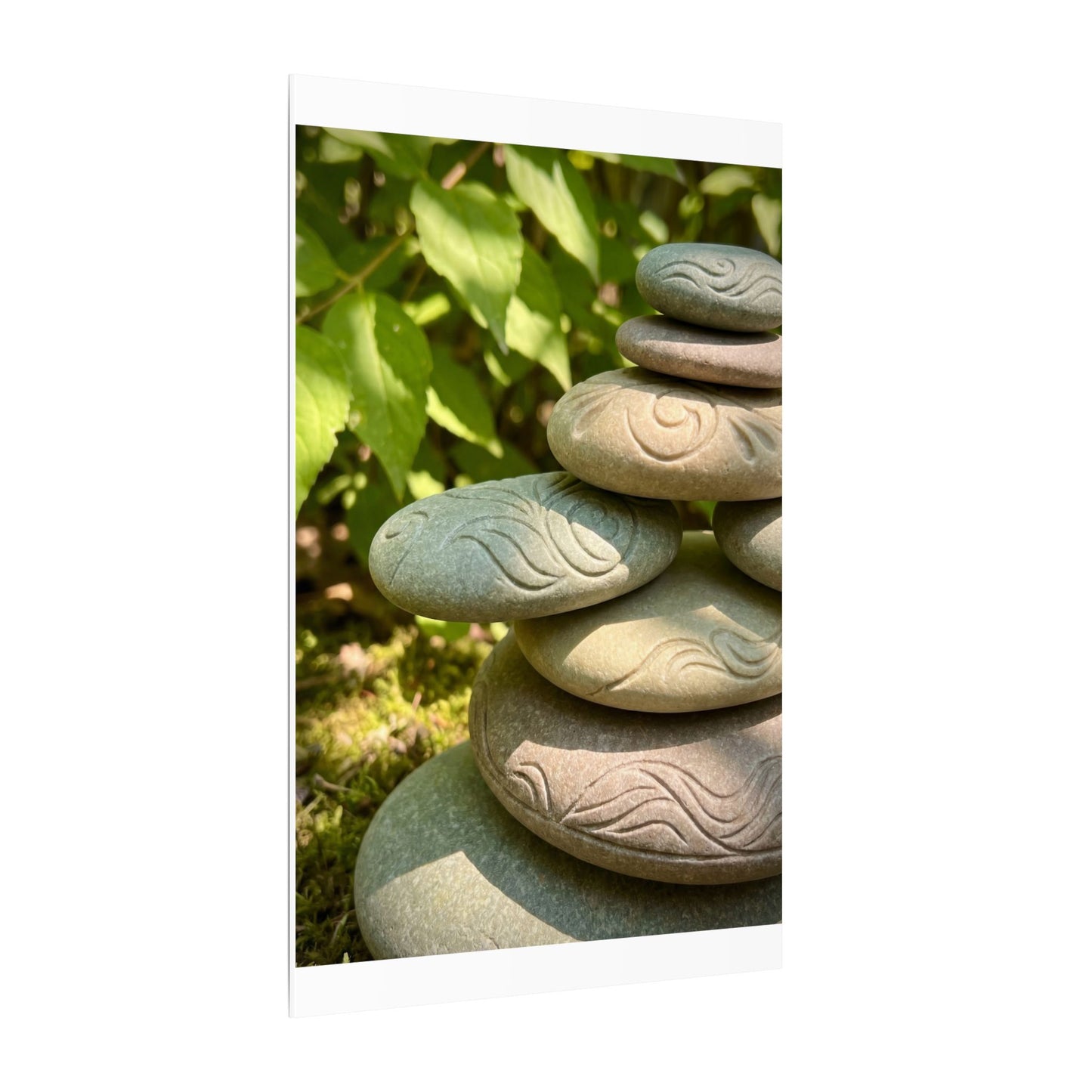 River Stones Summer Canvas Art | Japandi Earthy Design