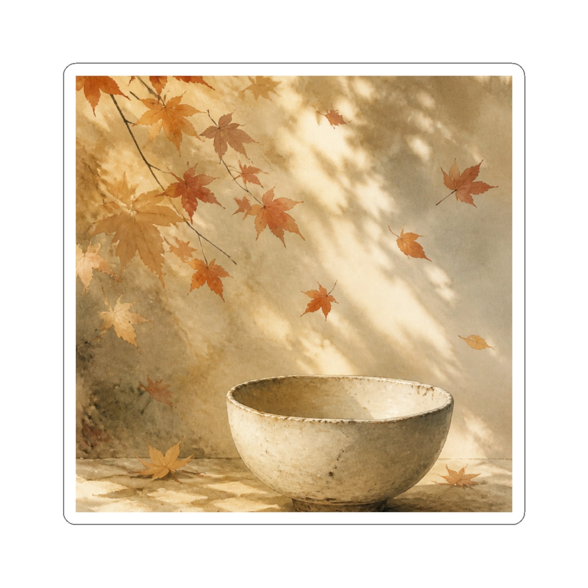 Neutral Ceramic Bowl Sticker - Watercolor Japandi