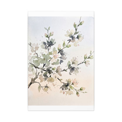 Cherry Blossom Watercolor Canvas Art | Elegant Japandi Art