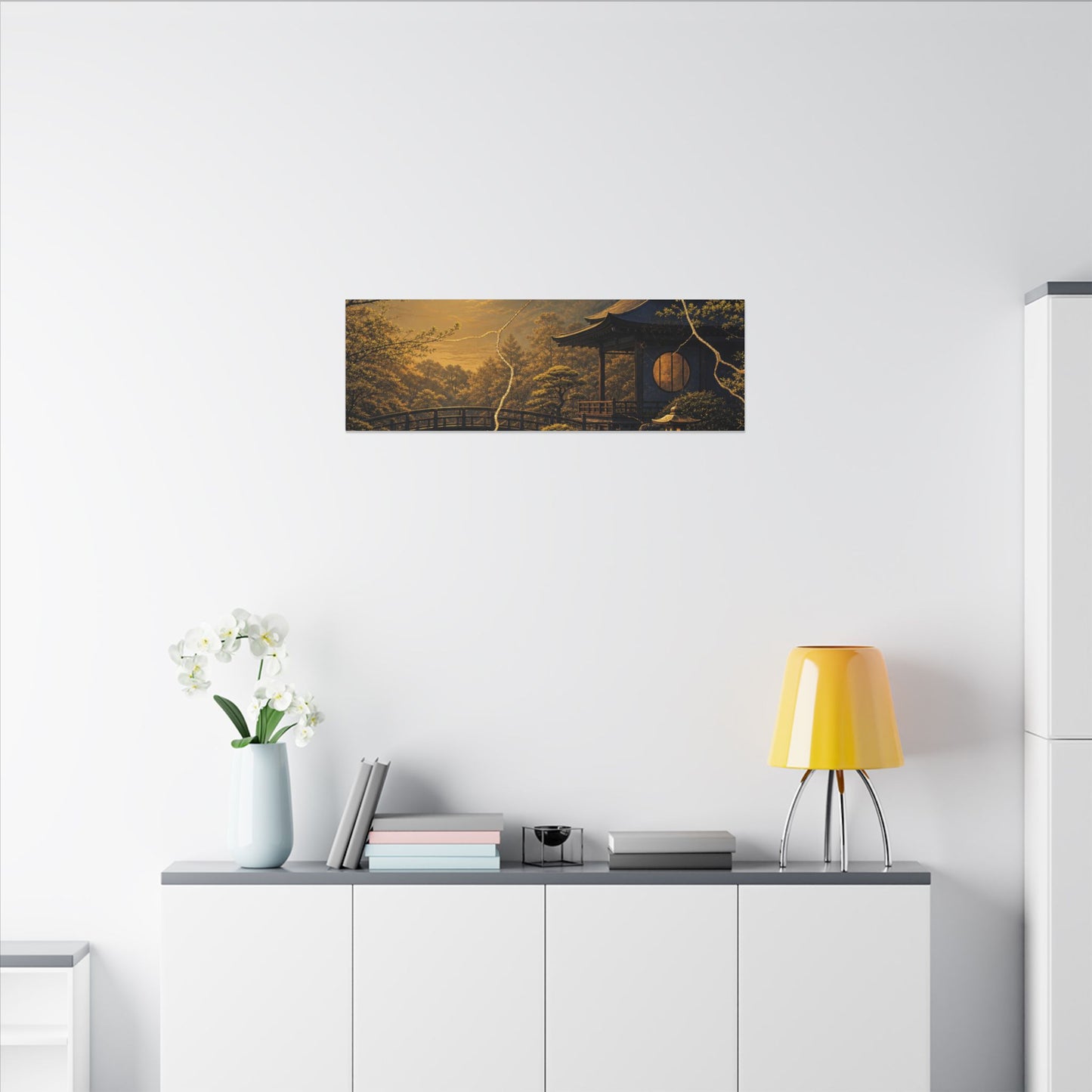 Spring Moonlit Garden Gold Vein Canvas Art | Resilient Decor