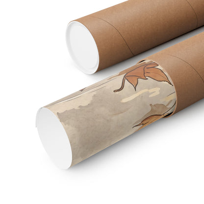 Japandi Lotus Flower in Golden Hour | Minimal Line Wall Art Print