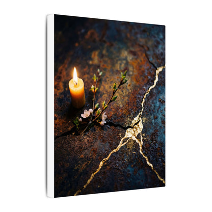 Kintsugi Rust Patina in Candlelight | Gold Repair Canvas Art