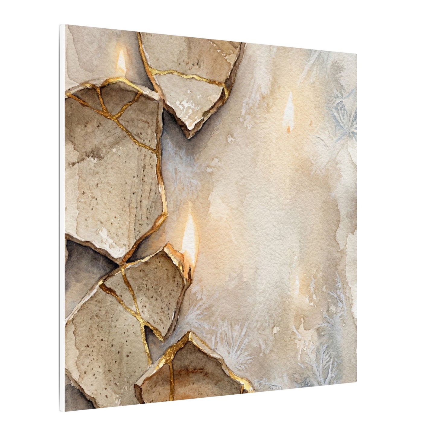 Broken Pottery Winter Canvas Art | Japandi Warm Design