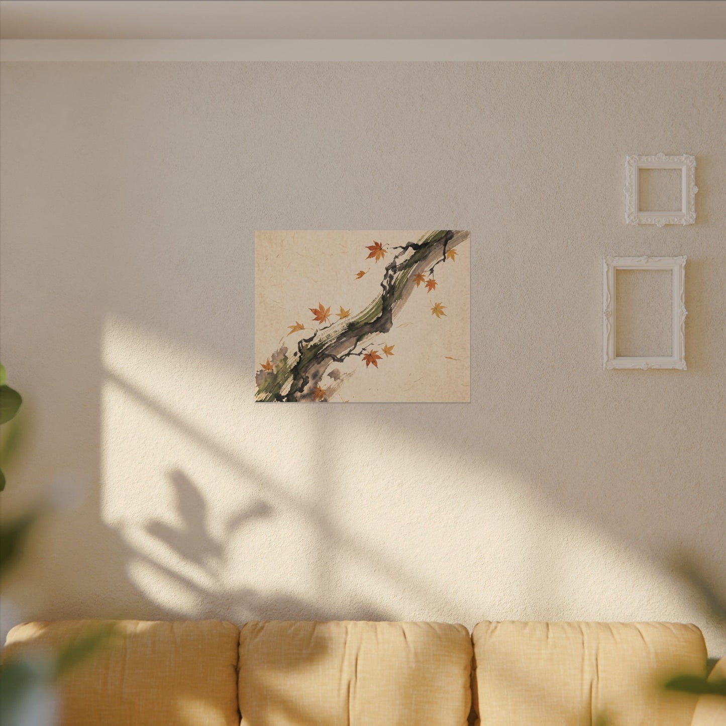 Ink Brushstroke Autumn Canvas Art | Zen Calm Design