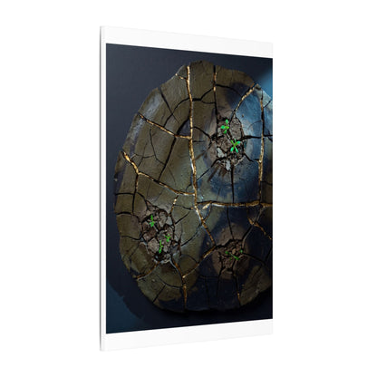 Dark Japandi Cracked Earth in Moonlight | Moody Minimal Canvas Art