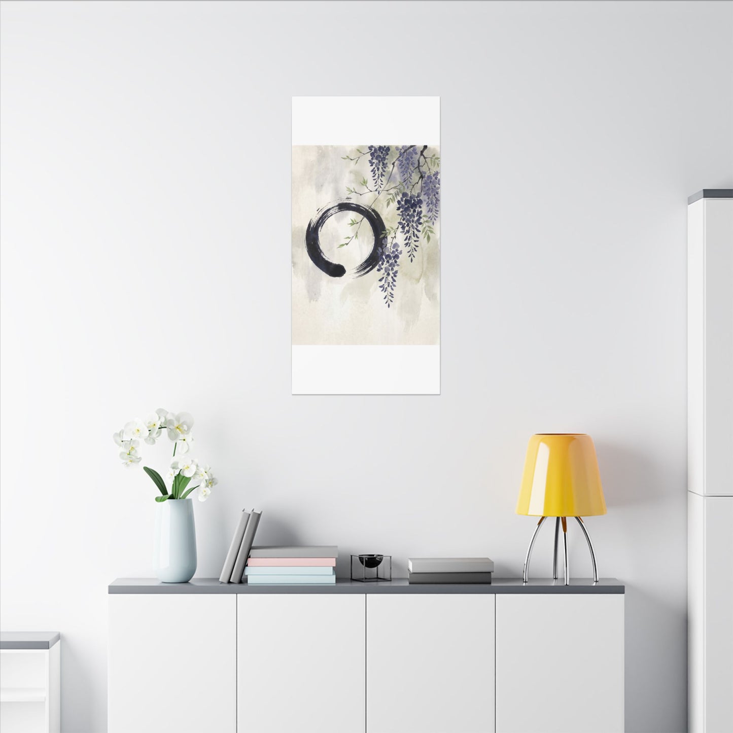 Wisteria Enso Canvas Art | Serene Zen Art