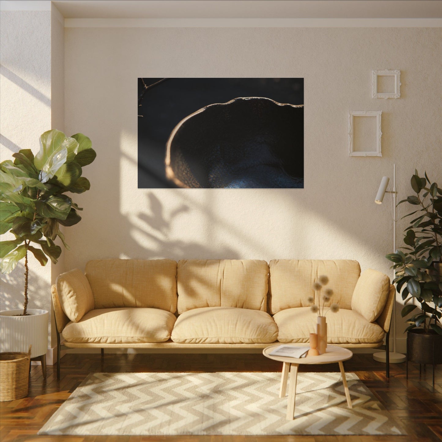 Ma Ceramic Bowl Canvas Art - Dark Japandi Shadow Zen