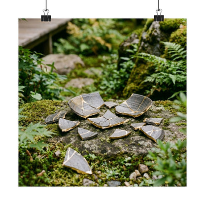 Broken Pottery Gold Repair Wall Art Print | Beautiful Kintsugi Art