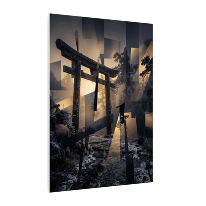 Winter Torii Gate Moody Minimal Canvas Art | Bold Decor