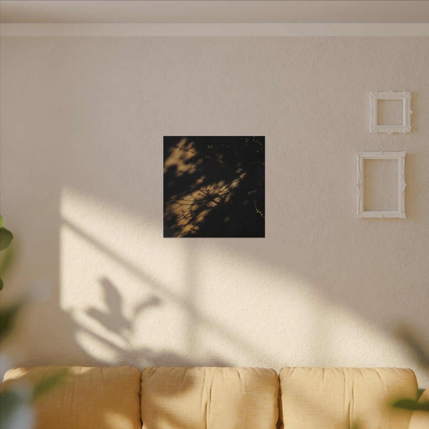 Moody Shadow Play Canvas Art - Moody Minimal Dark Japandi