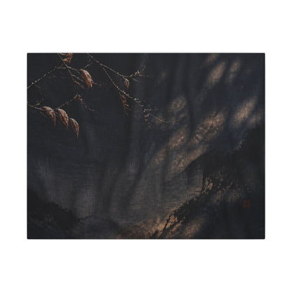 Atmospheric Silk Drape Canvas Art - Charcoal Ink Dark Japandi