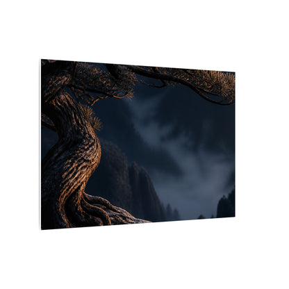 Bold Pine Tree Canvas Art - Shadow Zen Dark Japandi