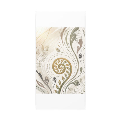 Japandi Fern Unfurling in Golden Hour | Japanese Pattern Canvas Art