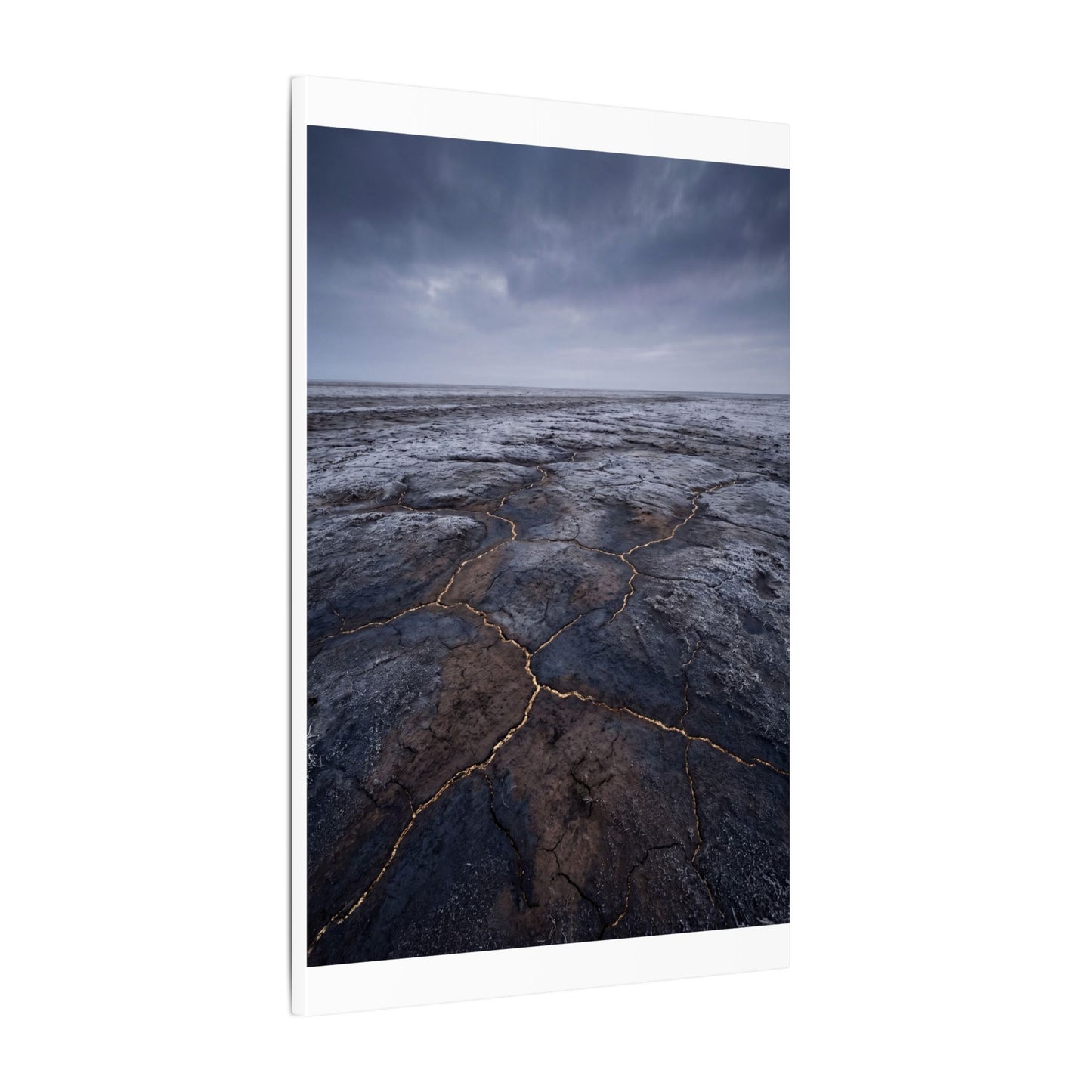 Dark Japandi Cracked Earth in Overcast | Dark Texture Canvas Art