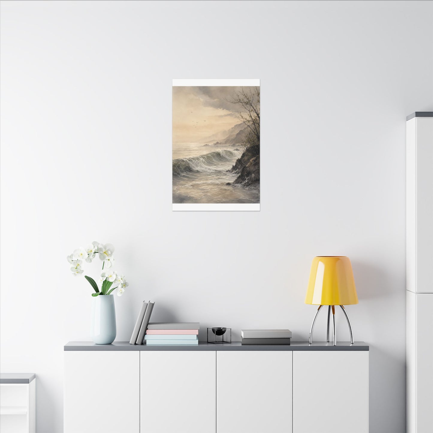 Ocean Wave Spring Canvas Art | Japandi Elegant Design