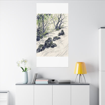 Dappled Rock Garden Canvas Art - Zen Mono No Aware
