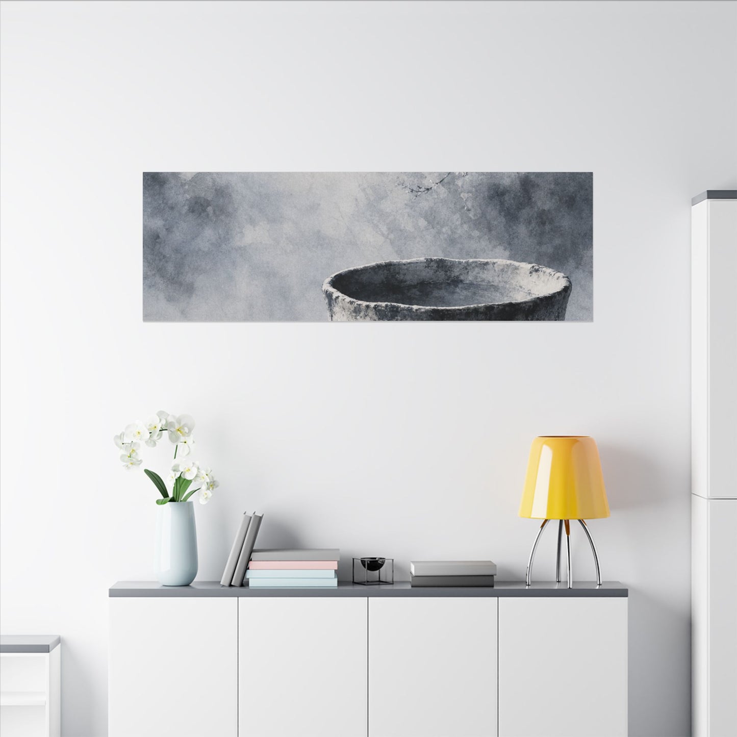 Seijaku Ceramic Bowl Canvas Art - Zen Sumi E