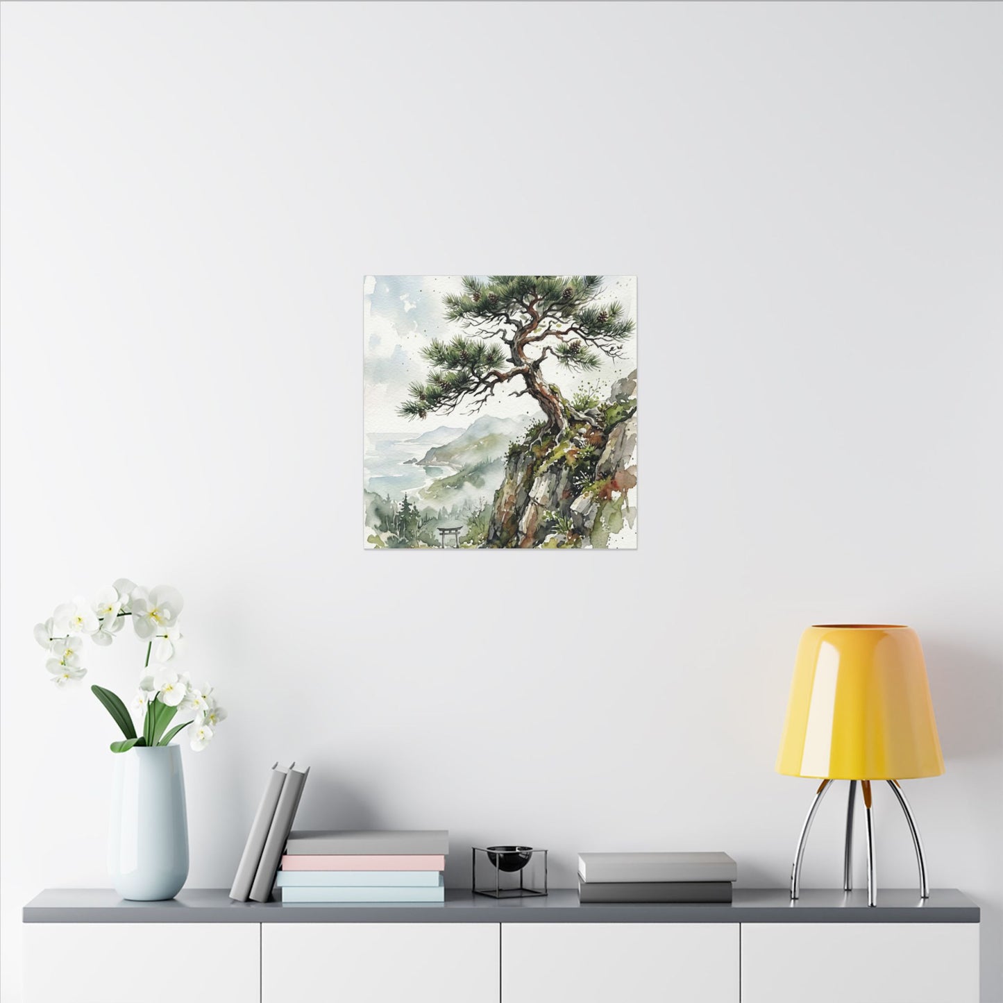 Pine Tree Spring Canvas Art | Japandi Neutral Design
