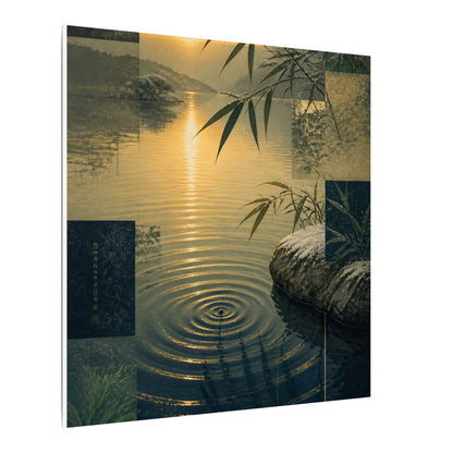 Zen Water Ripple in Golden Hour | Ukiyo E Inspired Canvas Art