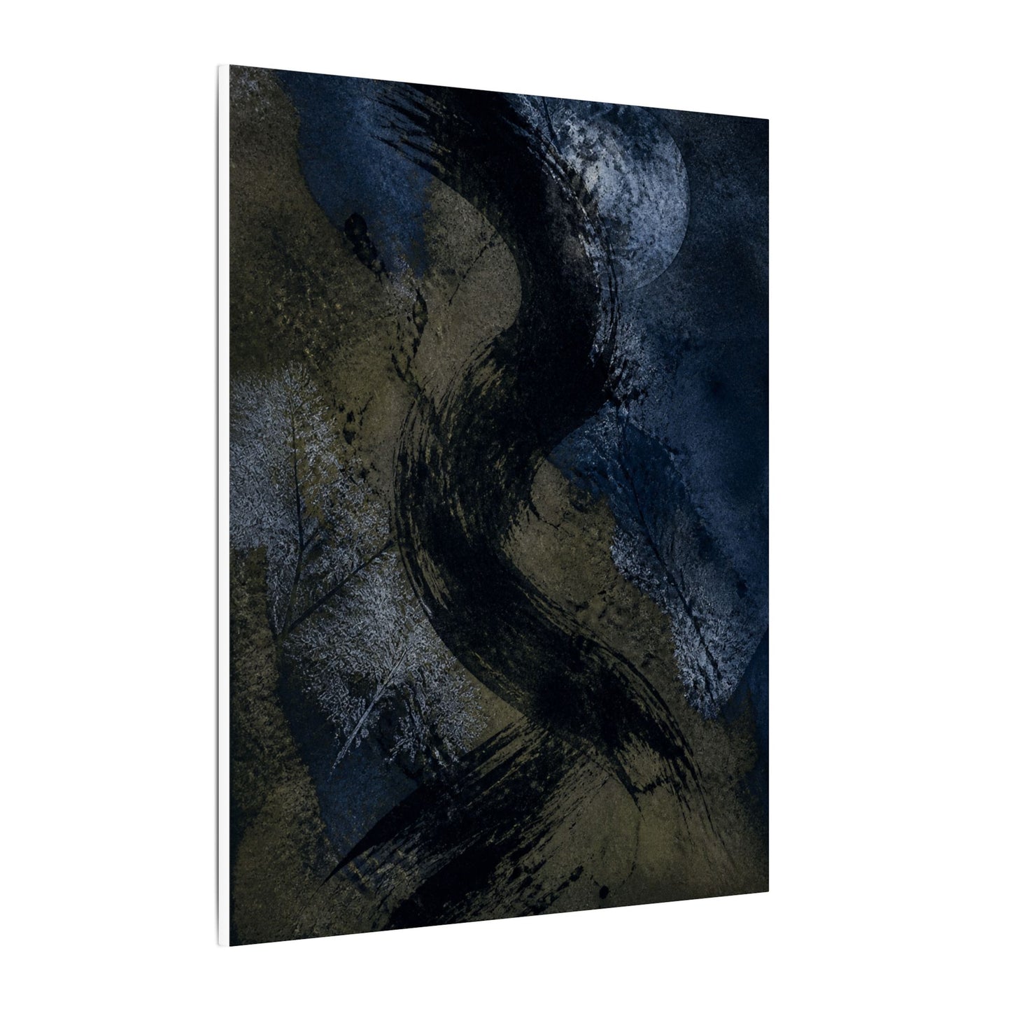 Shibui Ink Brushstroke Canvas Art - Dark Japandi Dark Texture