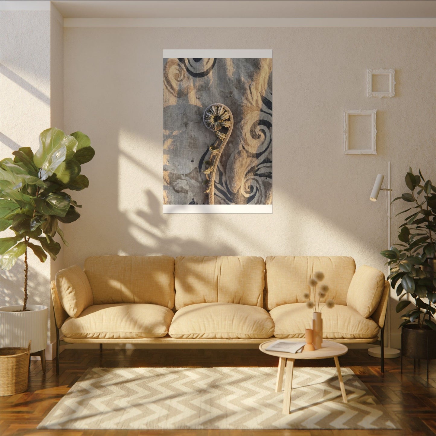 Fern Unfurling Canvas Art | Winter Japandi Japanese Pattern Art