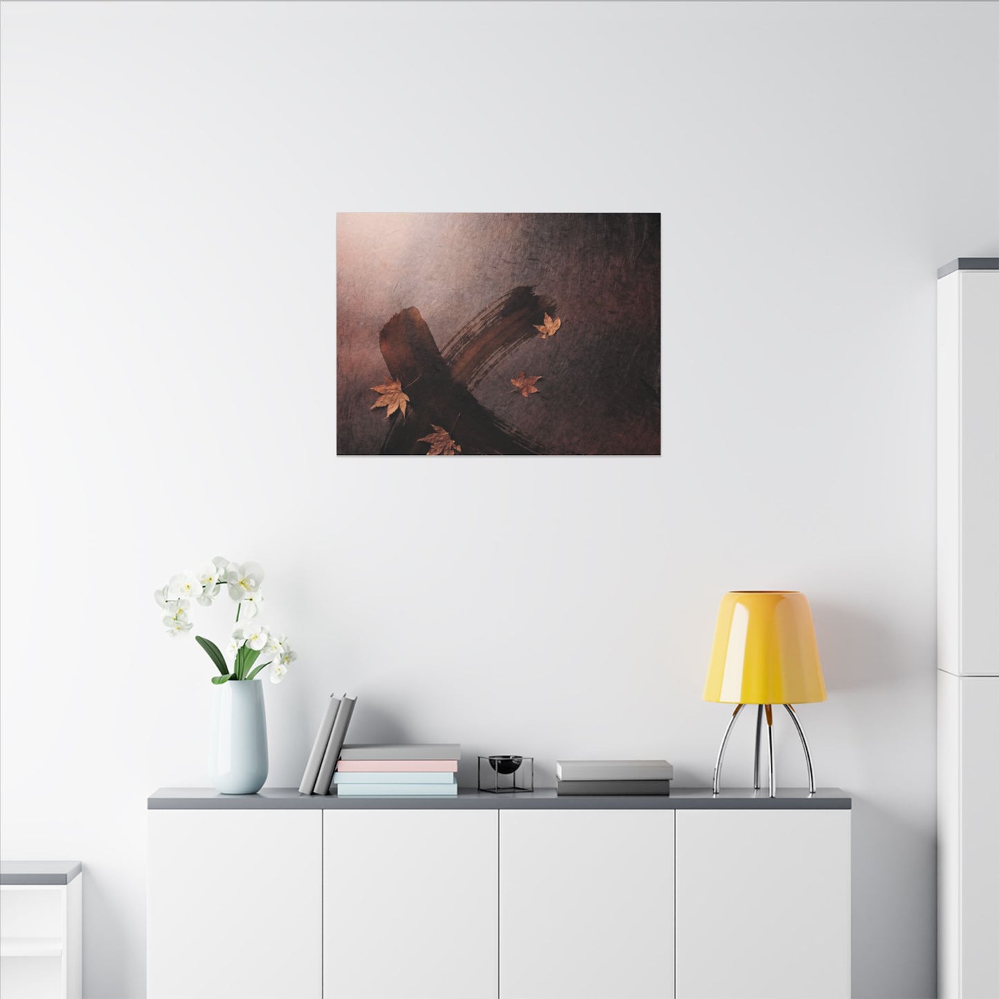 Moody Ink Brushstroke Canvas Art - Moody Minimal Dark Japandi