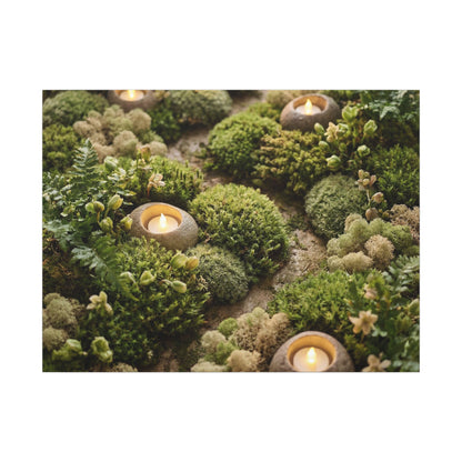 Moss Close Up Japanese Pattern Canvas Art | Neutral Japandi Art Art Print