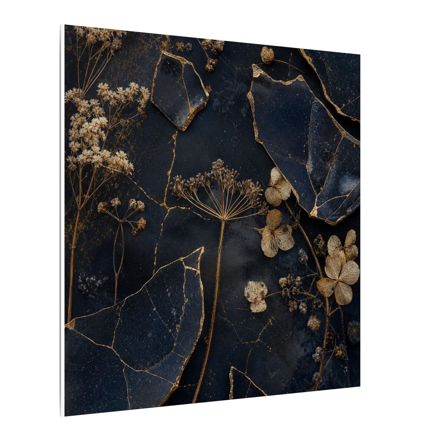 Philosophical Dried Flowers Canvas Art - Broken Beauty Kintsugi